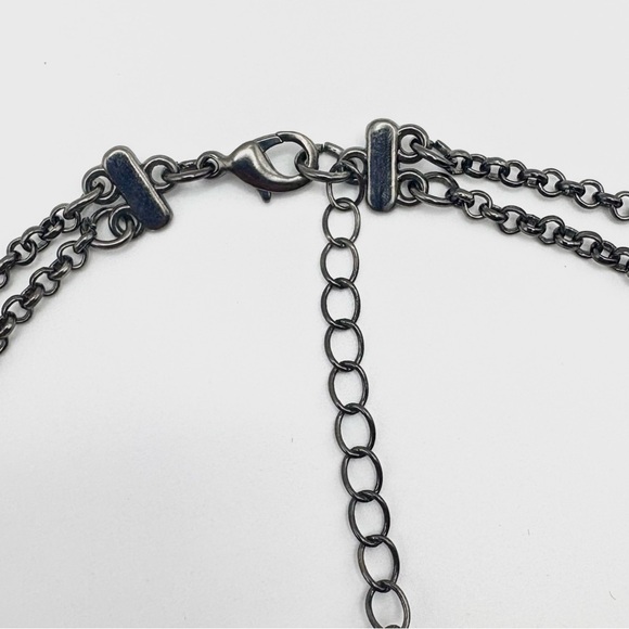 Trifari Faceted Bead & Rhinestone Rhondelle Double Layer Gunmetal Necklace - Picture 4 of 5